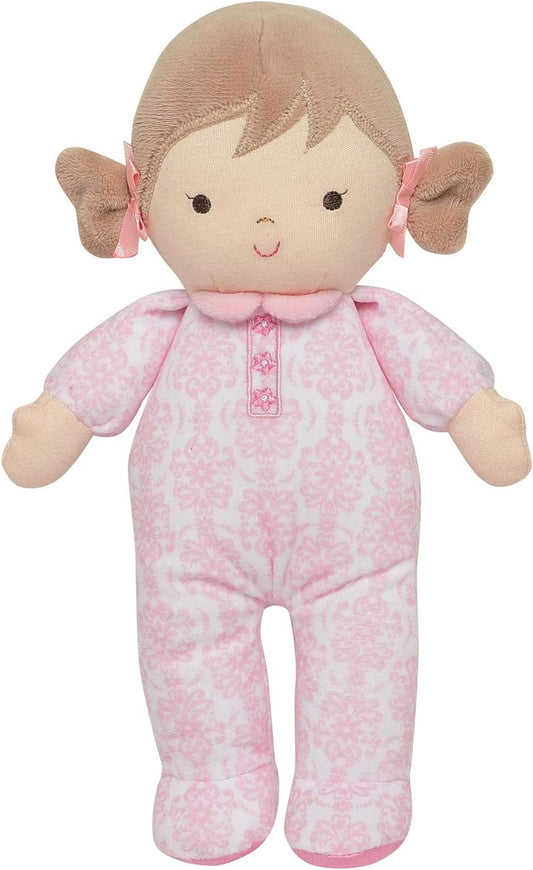 Little Me Plush Baby Doll with Rattle, Brigitte (Pink Floral, 10 Inch)
