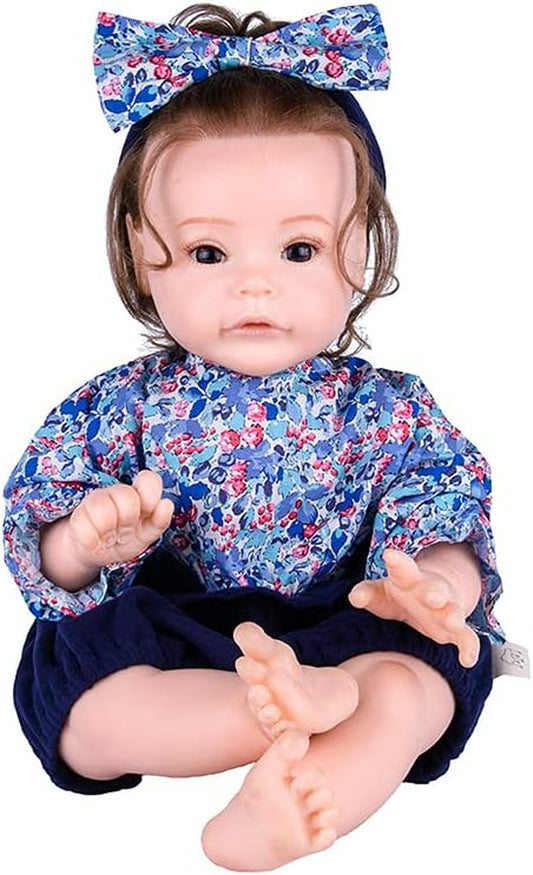 Reborn Baby Dolls 24 Inch with Soft Body Lifelike Realistic Girl Doll Birthday Gift Set for Girl Ages 3+ (Purpledarkblue)