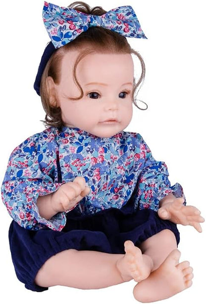 Reborn Baby Dolls 24 Inch with Soft Body Lifelike Realistic Girl Doll Birthday Gift Set for Girl Ages 3+ (Purpledarkblue)