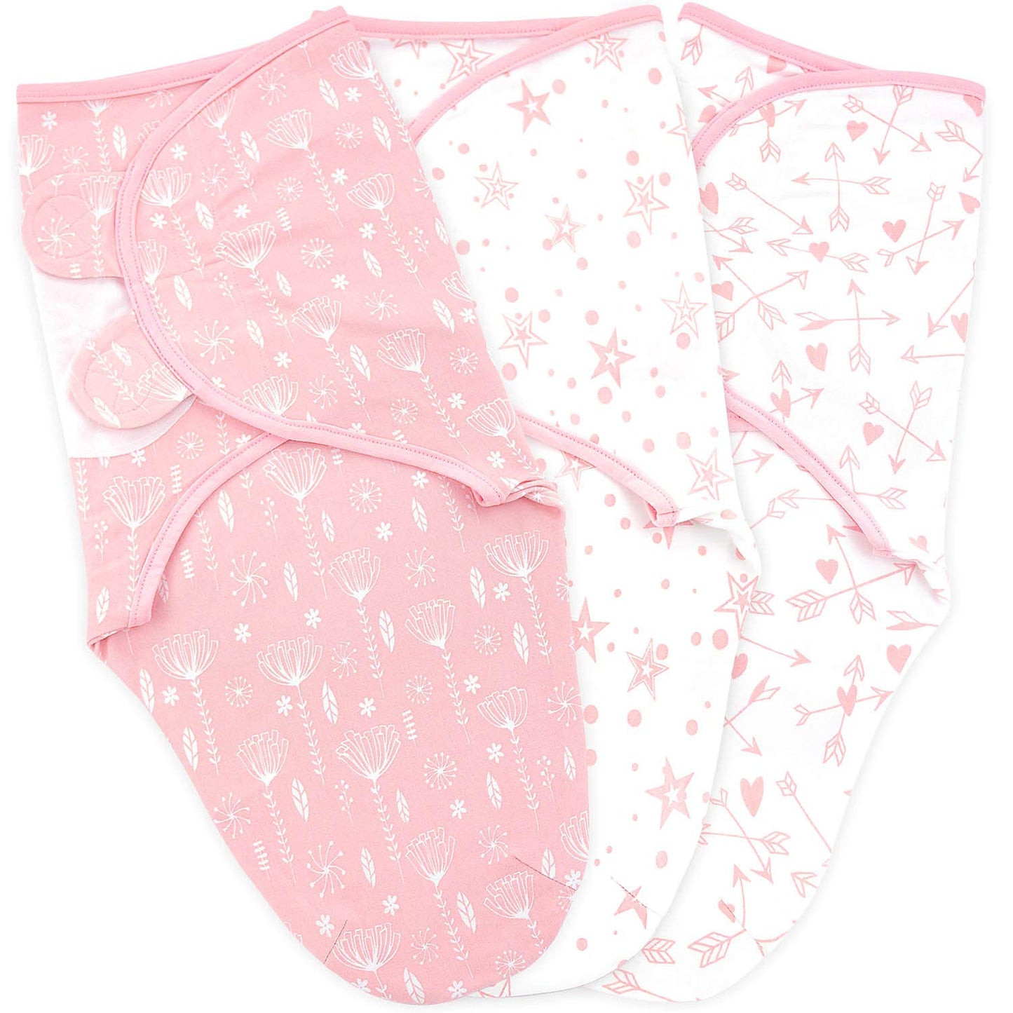 Baby Swaddle Blanket Wrap, 3-Pack Preemie Swaddle, Baby Swaddles, Premature Size Swaddles up to 7 Pounds, Rose Pink