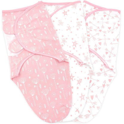 Baby Swaddle Blanket Wrap, 3-Pack Preemie Swaddle, Baby Swaddles, Premature Size Swaddles up to 7 Pounds, Rose Pink