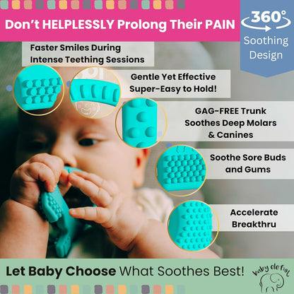 Teething Toys for Babies Age 0 to 12 Months -  5X Pain Relief Smart Teether - Zero Developmental Delay Silicone Baby Teething Toy Ring - Cute Infant Shower Gift Chew Toy for Babies